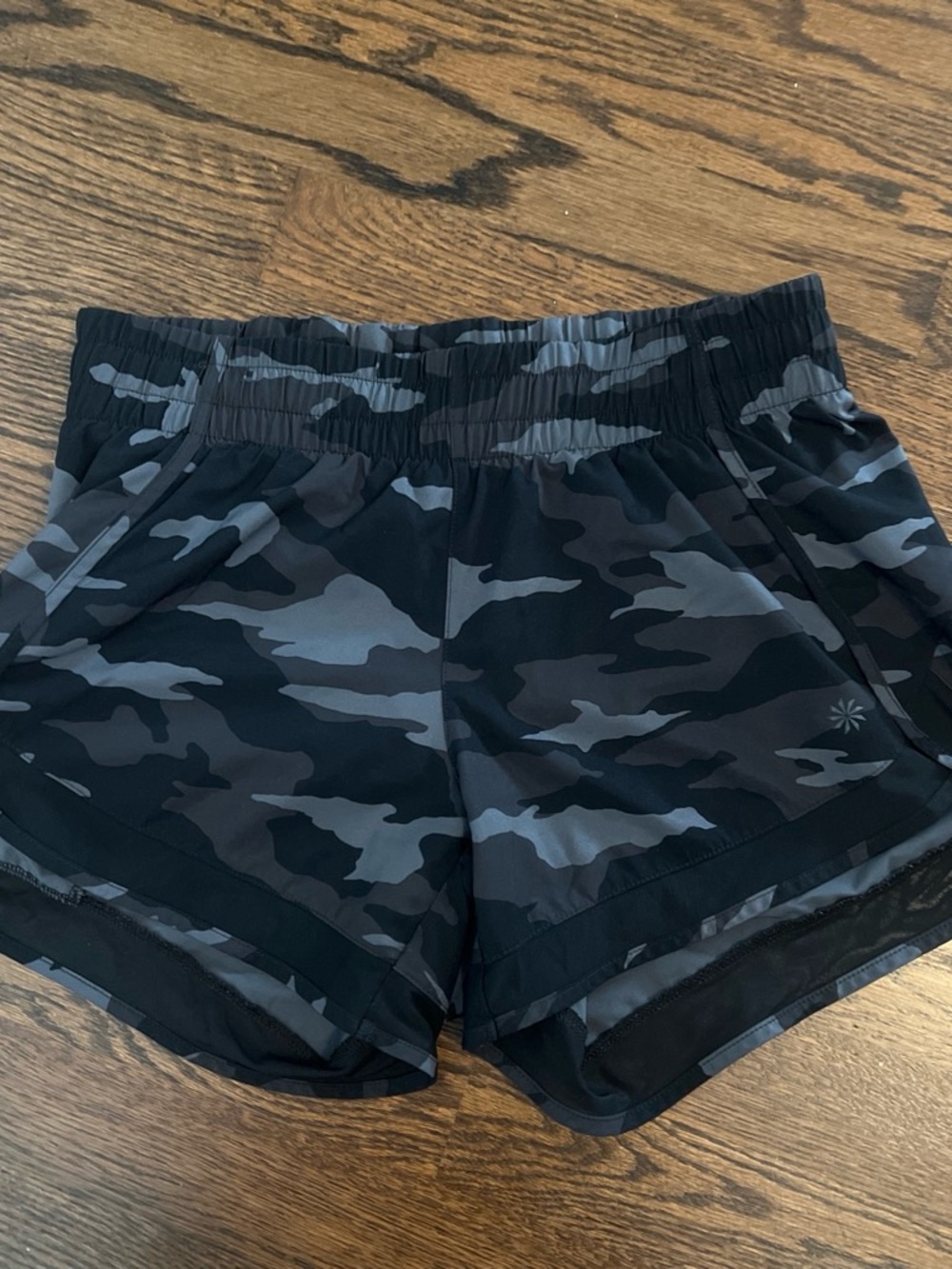 Athleta Black & Gray Camo Athletic Shorts